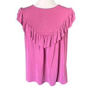 Evereve Top Women's Ruffle Sleeveless Pink M Whimsical Whimsifairy Romantic